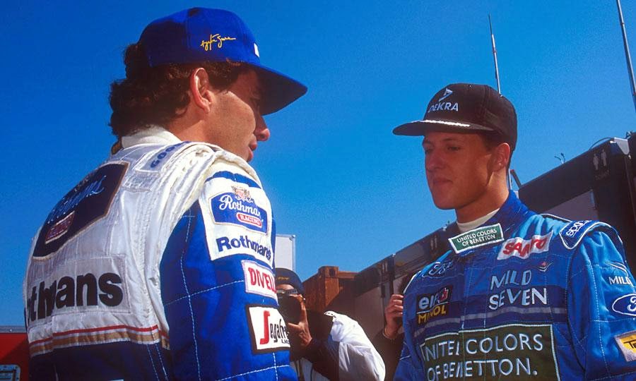Senna e Schumacher, ex-pilotos de Formula 1 - by ayrtonsennavive.blogspot.com