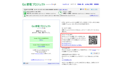 スマートフォン上のGo 節電プロジェクトの画面を示す画像。