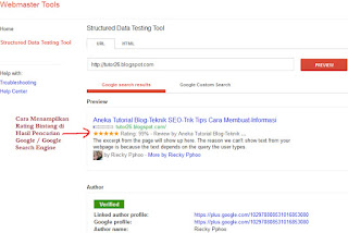 Cara Menampilkan Rating Bintang Rich Snippets di Hasil Pencarian Google Search Engine-Webmaster Tools