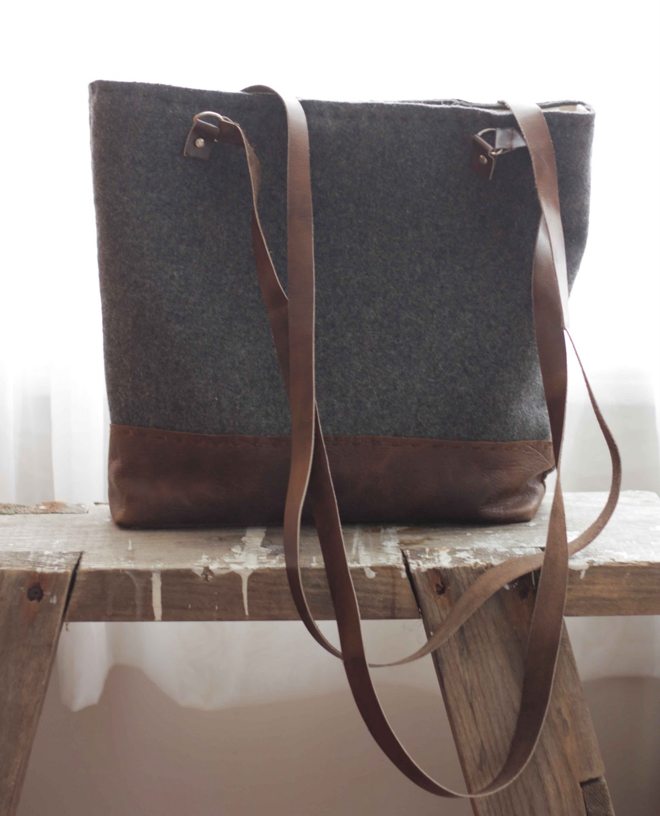 Little Projectiles Leather+Felt Bag