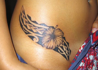 Hawaiian Flower Tropical Style Tattoo Design on Hips