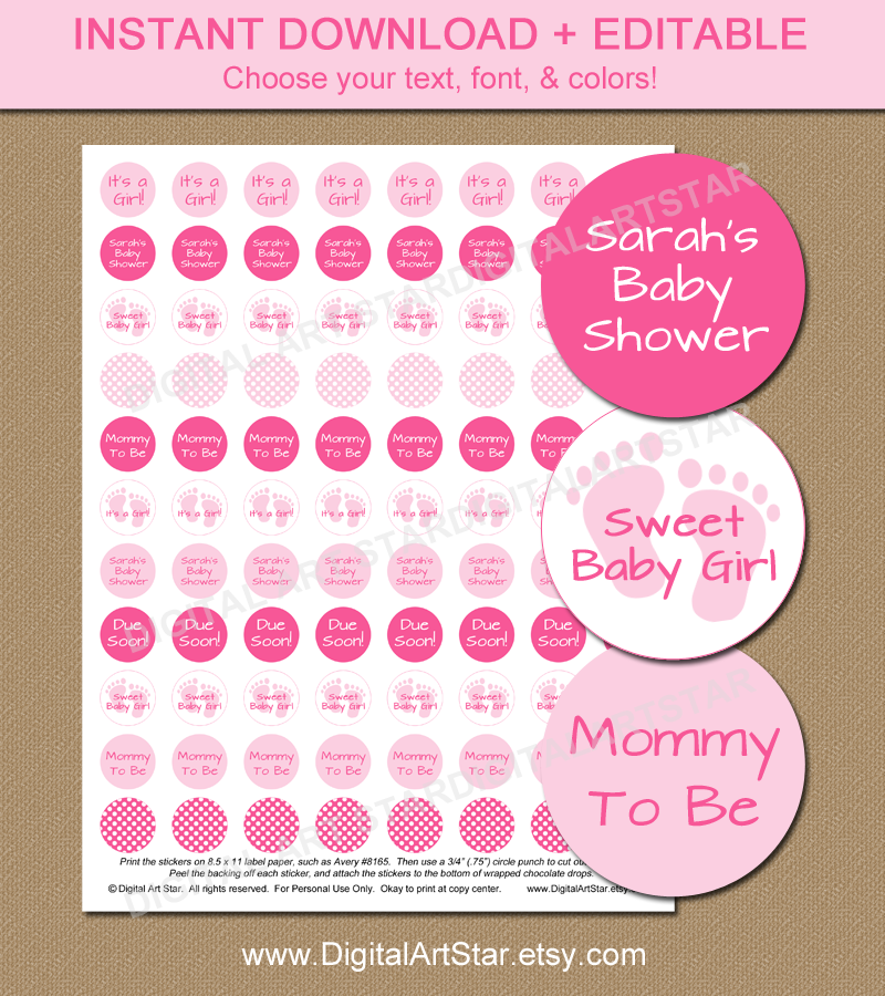 It's A Girl – Pink Stars – Baby Shower The Baby Game Printable