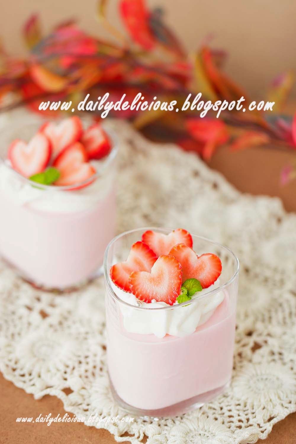 dailydelicious Strawberry Milk Pudding Easy, lovely pudding