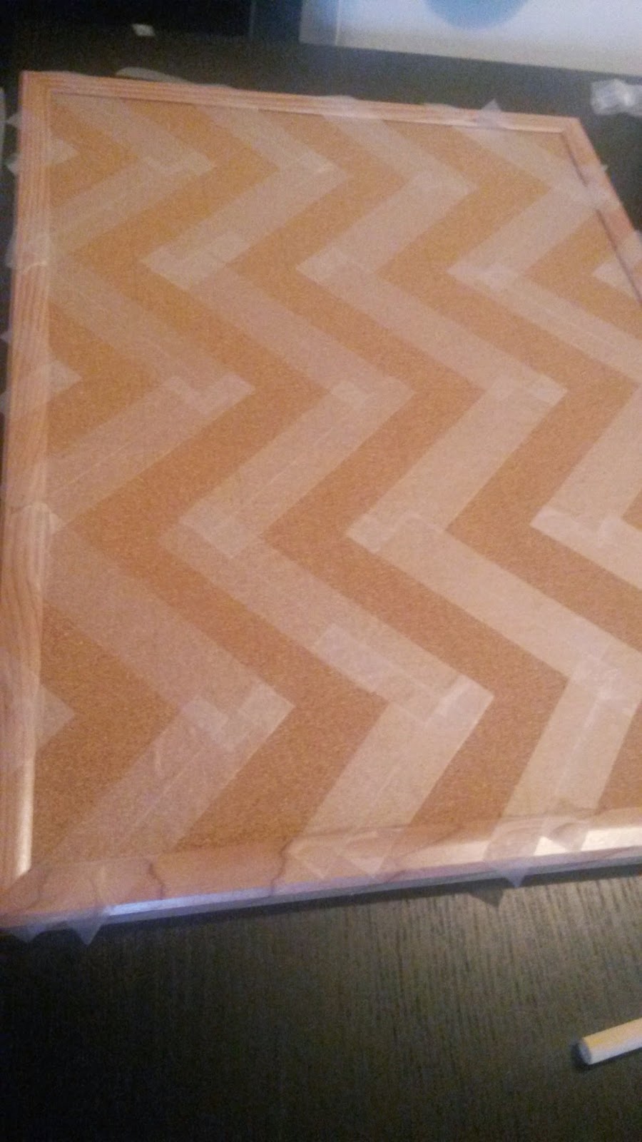 The Delightful Painted Chevron Cork Board