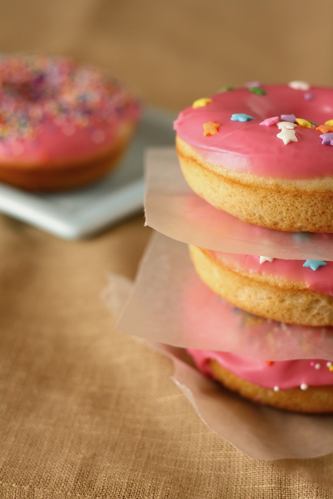 Lemon Scented Cake Donuts with a Pink Rosewater Glaze hummingbird