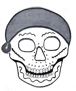 Dibujo para colorear de calaveras de día de muertos