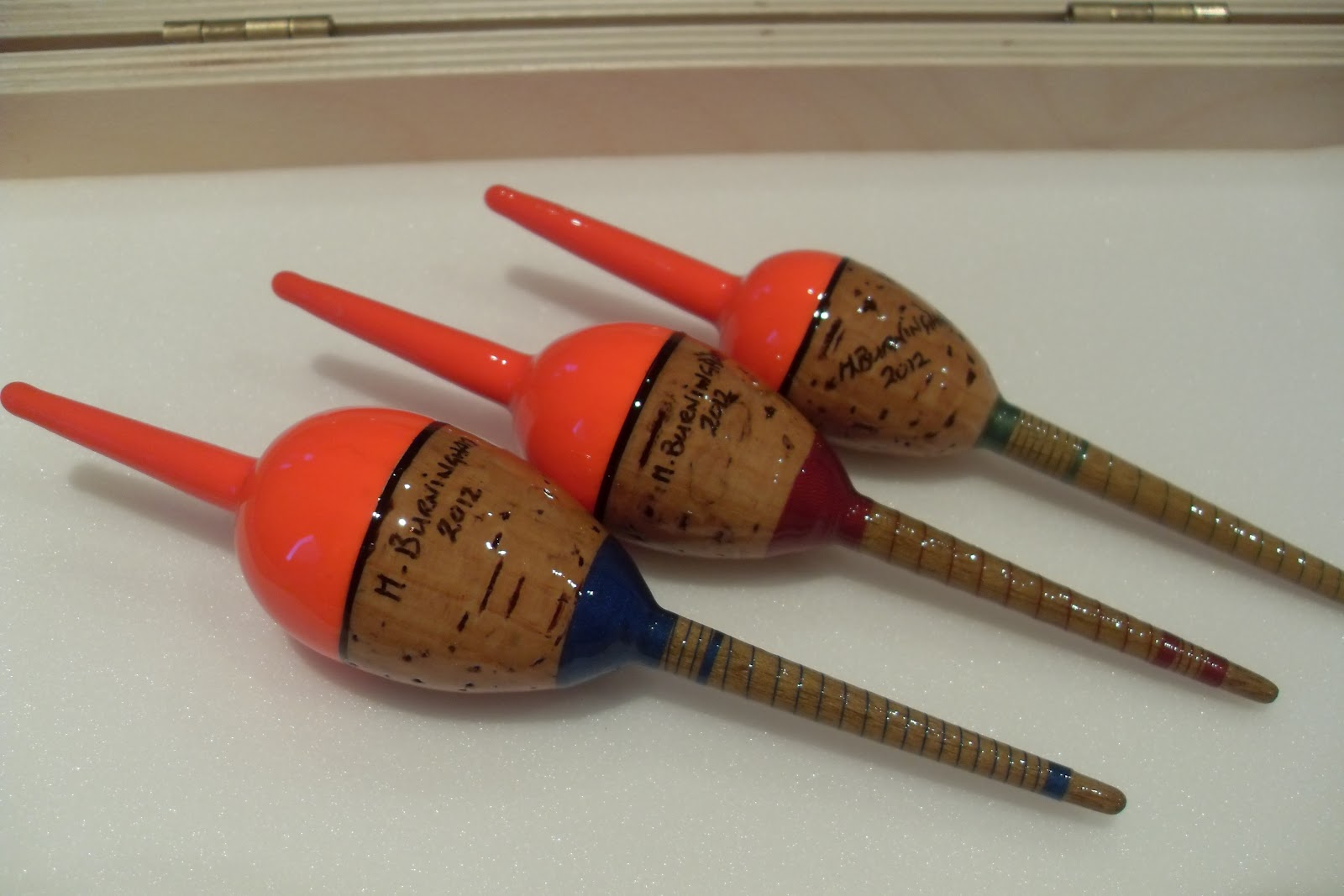 Handmade Fishing Floats by Mark Burningham. Cork Avons and pike floats
