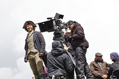 Aiden Turner on location in Cornwall filming