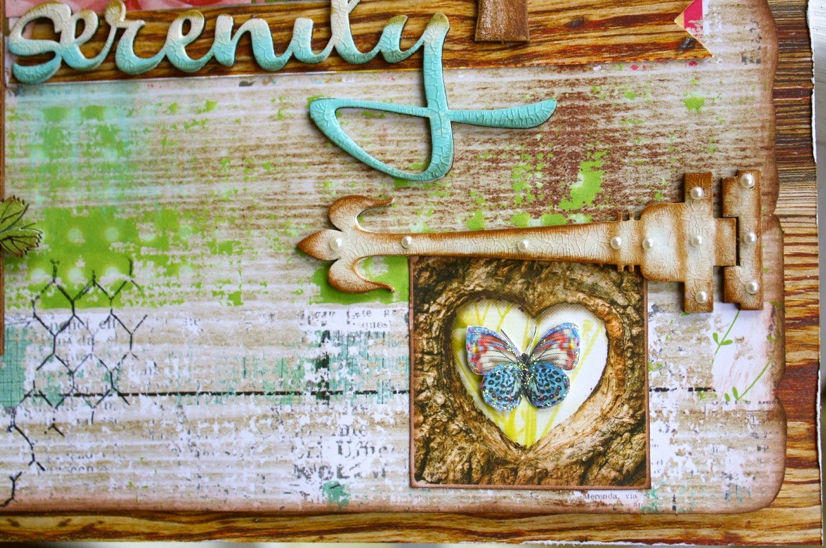 Scrapbook page by Gabrielle Pollacco using Dusty Attic Chipboard and Websters Pages Paper, Nest Collection