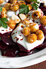 Cracker Jack Beets w/ Caramelized Macademia Nuts, Yogurt and Red Pepper Flakes