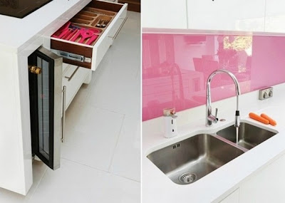 decora y disena: Cocina Contemporánea con Acentos Rosa