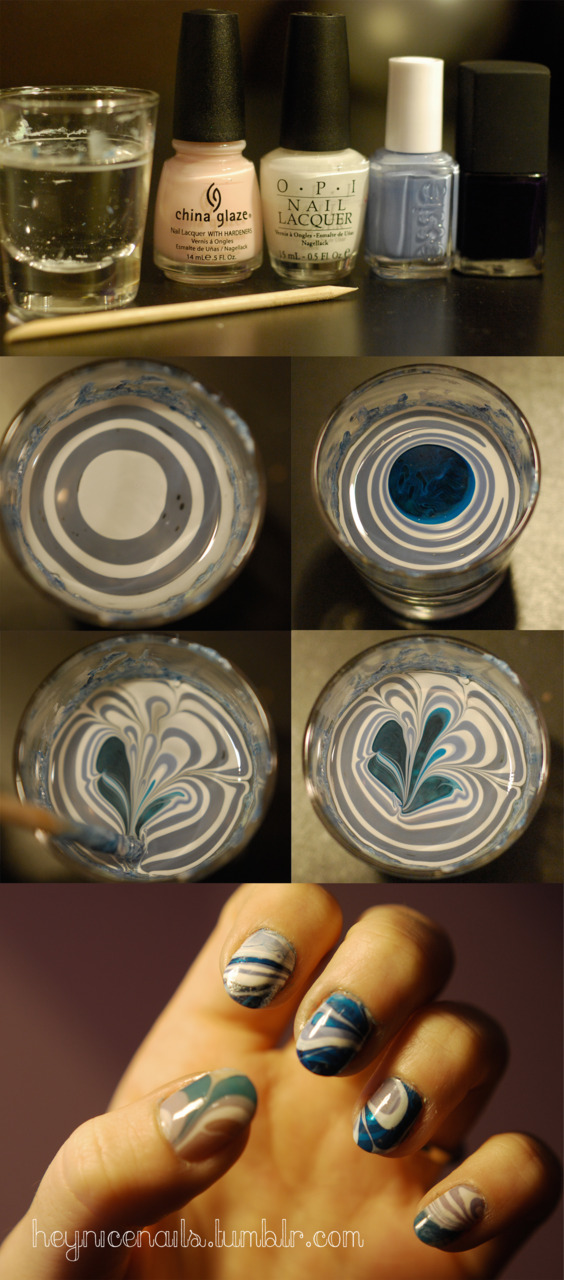 Water Marble Nail Art - MyThirtySpot