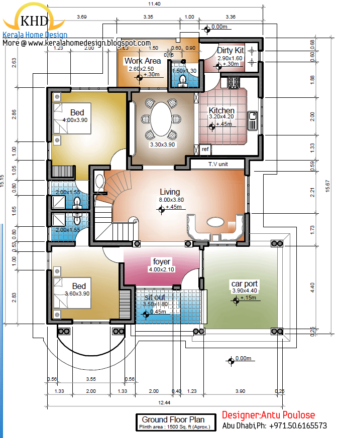 House for 1500 Sq FT Floor Plans