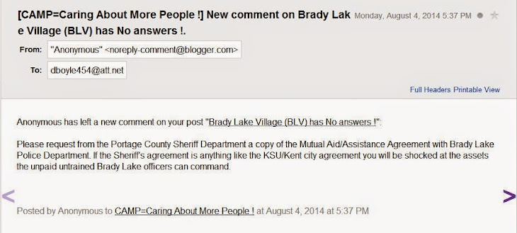 More secrets being kept by the Brady Lake Village officials and cops ?