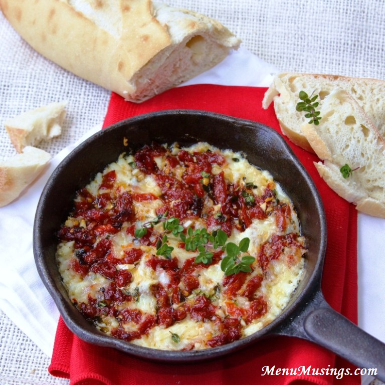 Menu Musings of a Modern American Mom Baked Brie Dip with Sun Dried
