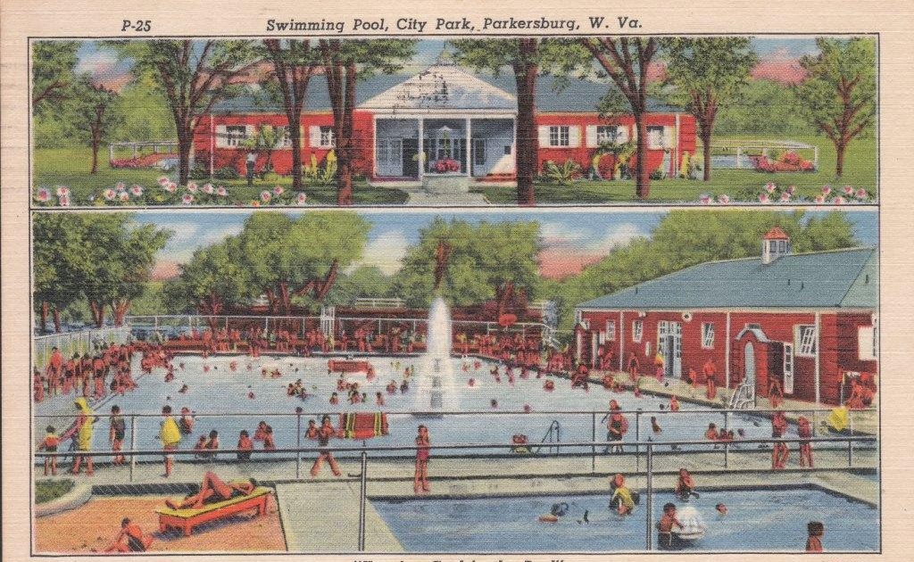 Swimming Pool postcard 'Swimming Pool, City Park, Parkersburg, West