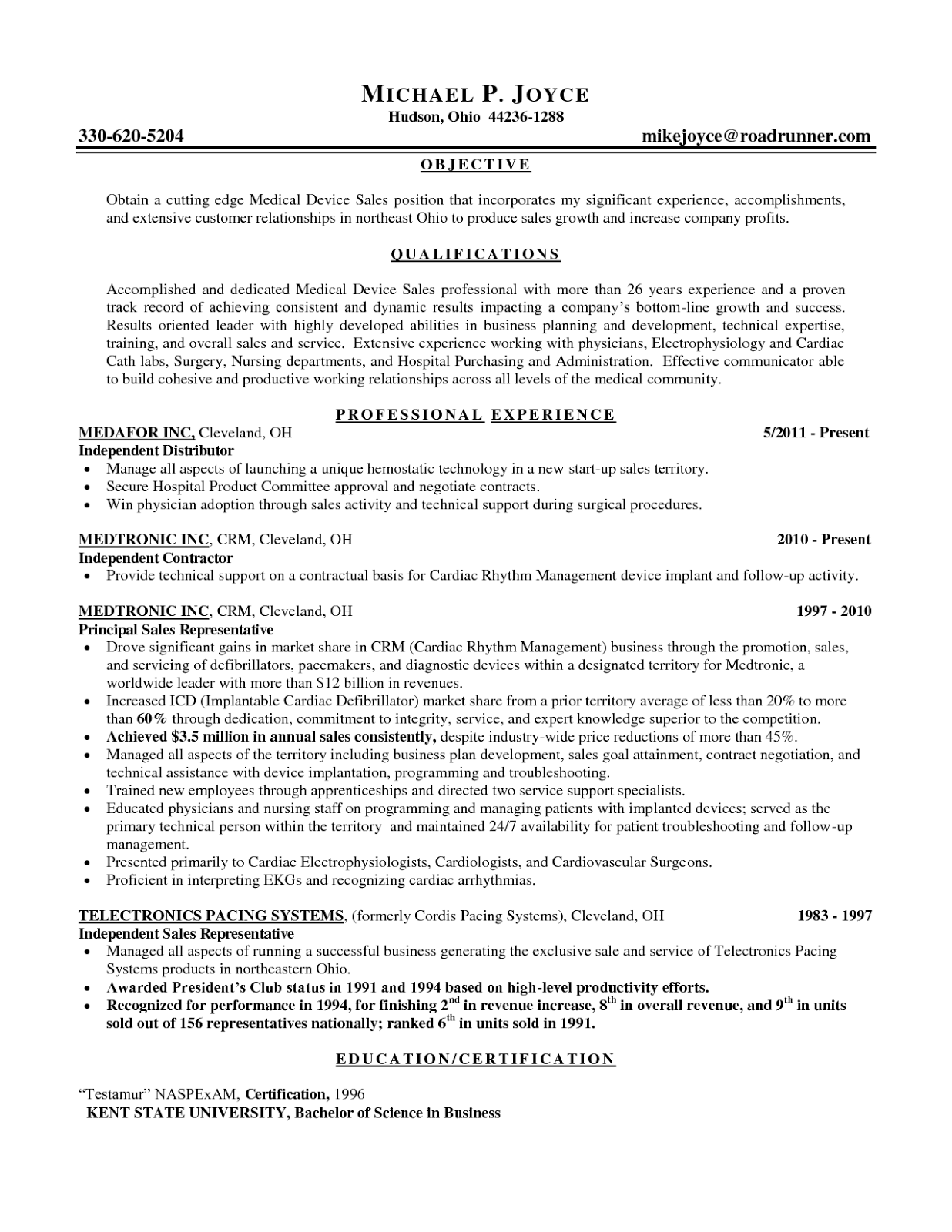 resumes for sales position