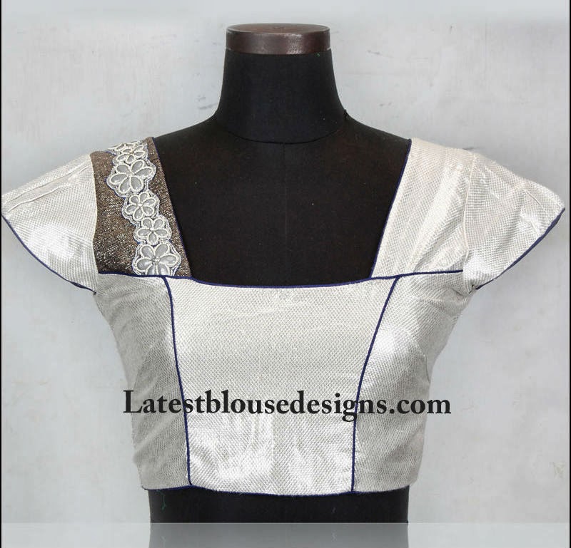 White Raw Silk Cap Sleeves Blouse Latest Blouse Designs