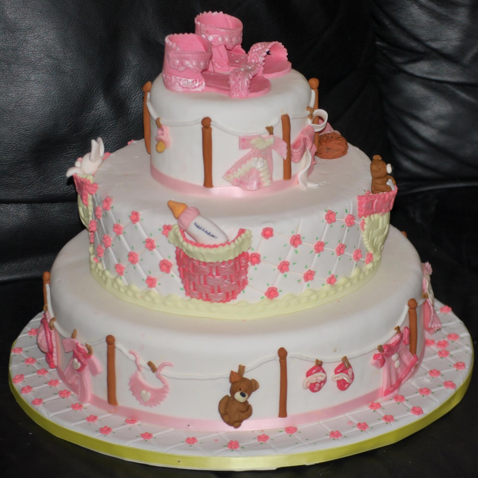 TORTA BATTESIMO TRE PIANI IN PASTA DI ZUCCHERO da il gironedeigolosi su