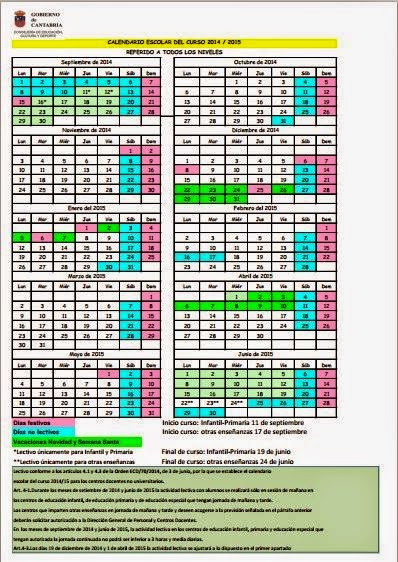  calendario escolar 2014/15