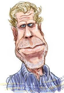 Ron Perlman caricature cartoon. Portrait drawing by caricaturist Artmagenta