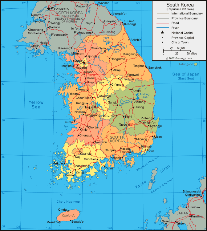 SOUTH KOREA GEOGRAPHICAL MAPS OF SOUTH KOREA