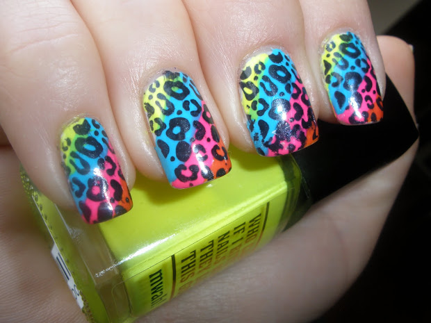 neon cheetah nails funky trend