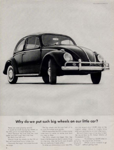 1962 Volkswagen Beetle Why do we put such big wheels on our little car ad