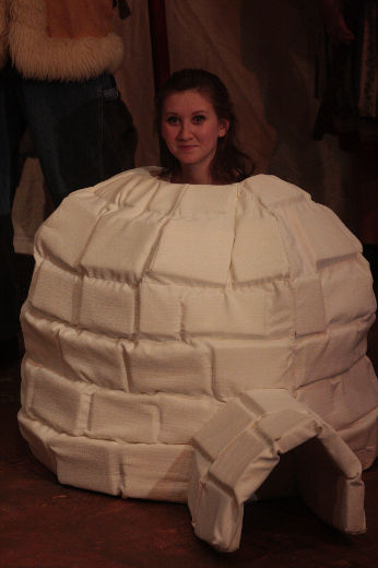 Darielle as an igloo made by Angela MacPherson