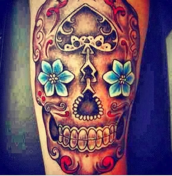 Sugar Skull Tattoo On Finger