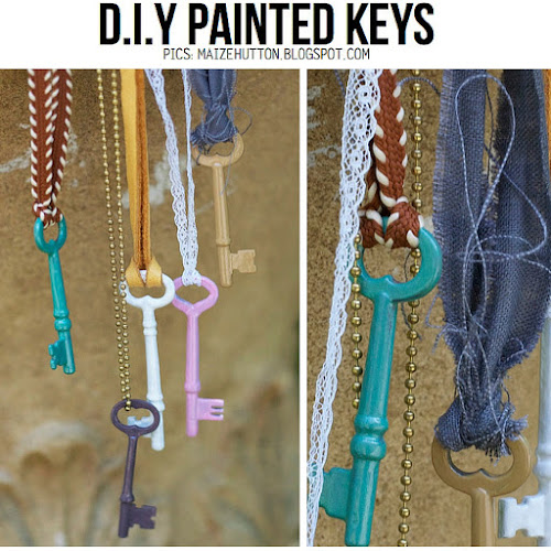 DIY painted keys from Maize Hutton upcycle jewellery trim ribbon