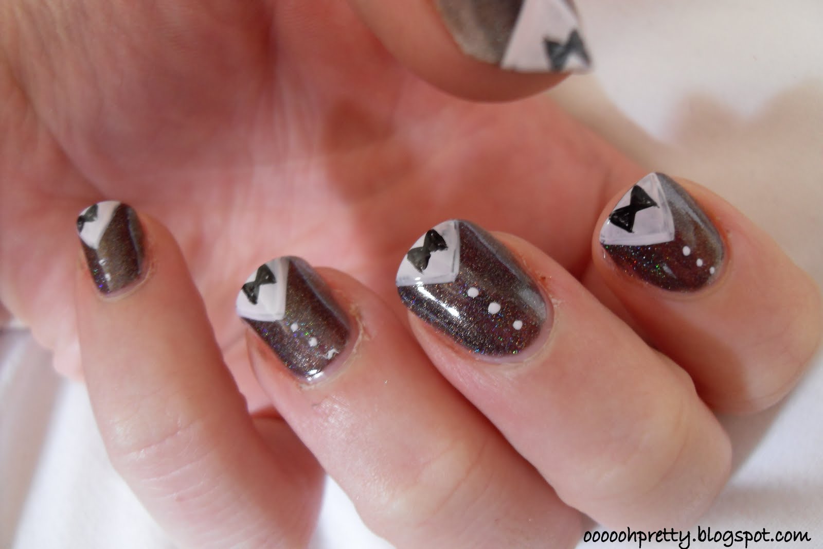 7. Tuxedo Nail Design with Bow - wide 5