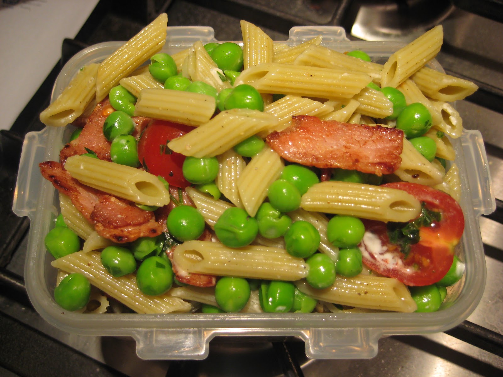 Lemon and Cheese Bacon and Pea Pasta Salad