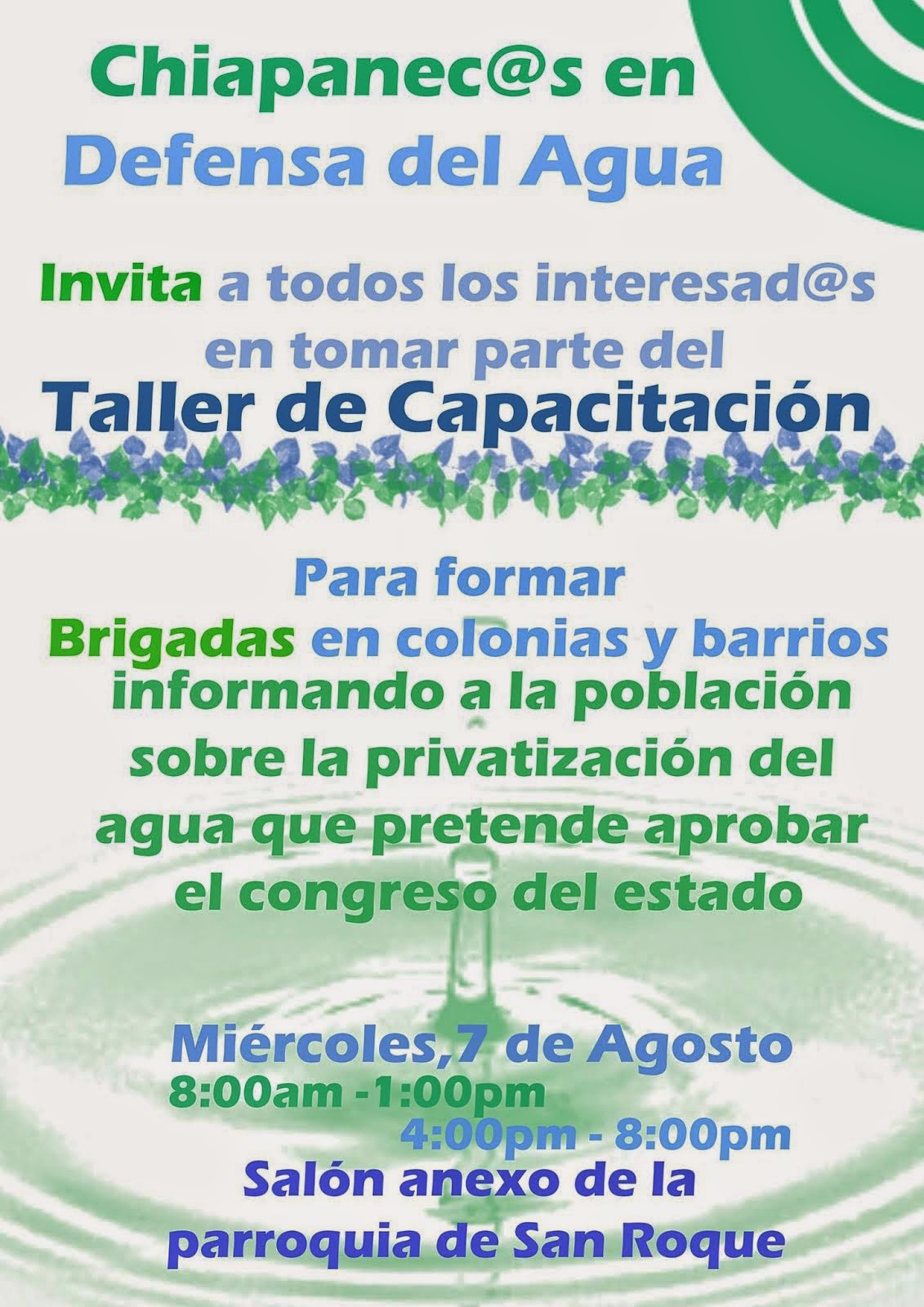 Taller de capacitacion para formar brigadas en colonias y barrios informando a la poblacion sobre l