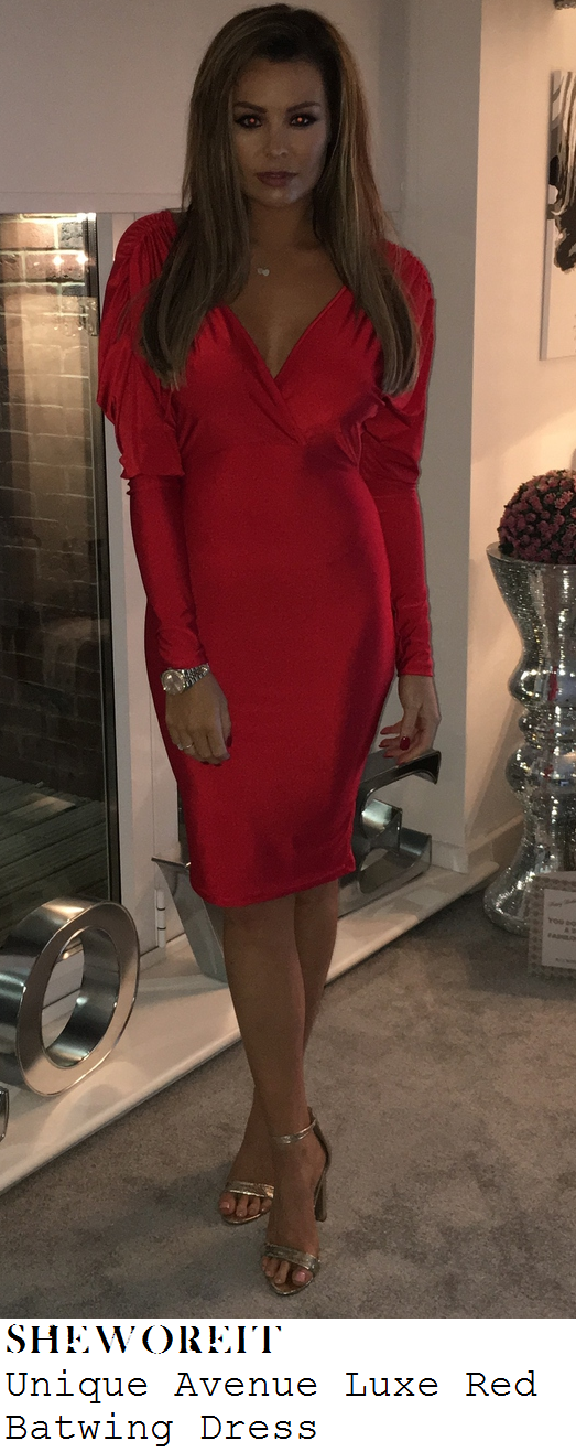 jessica-wright-red-batwing-long-sleeve-dress