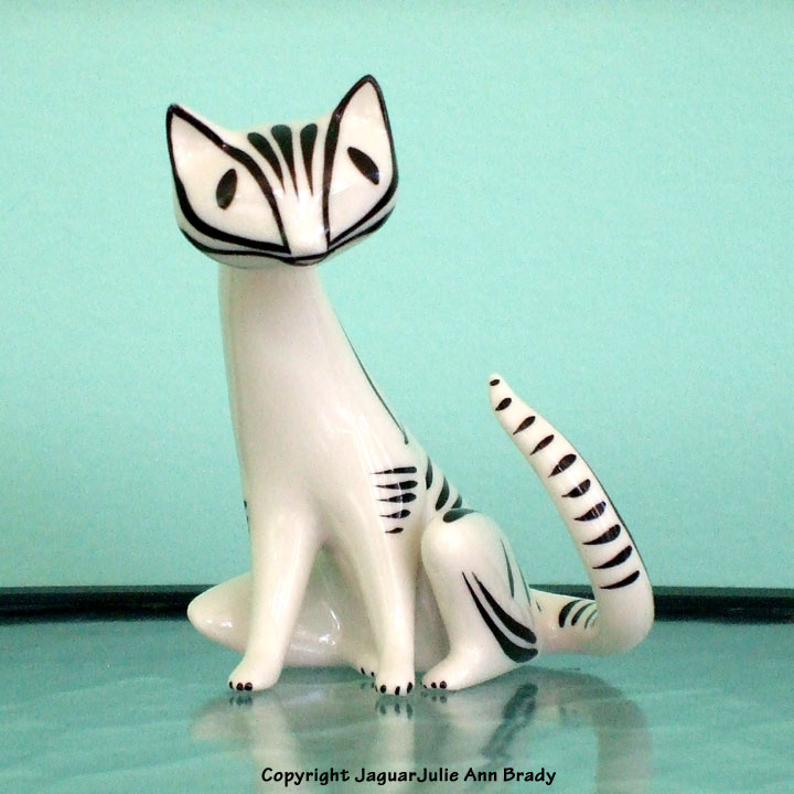 Vintage Hollohaza Porcelain Made in Hungary Realistic sitting cat statuette From the '70s Hand painted figurine