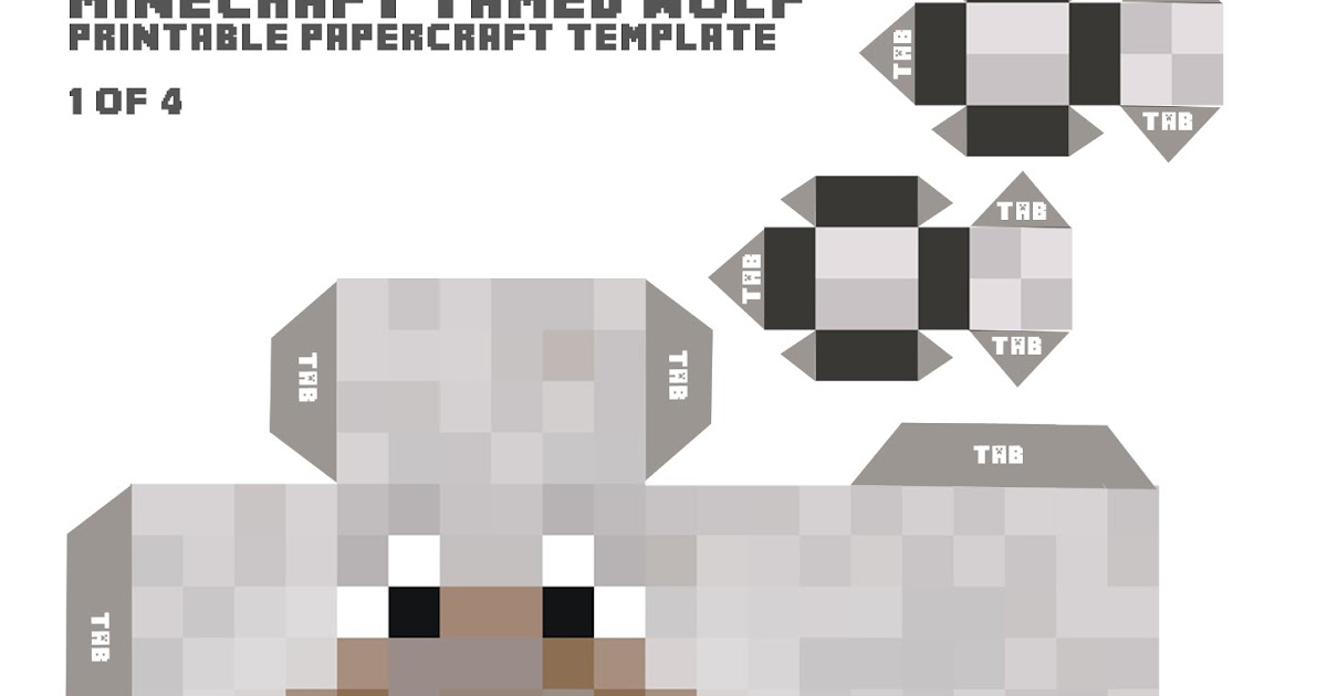 paper craft NEW 629 MINECRAFT TAMED WOLF PAPERCRAFT