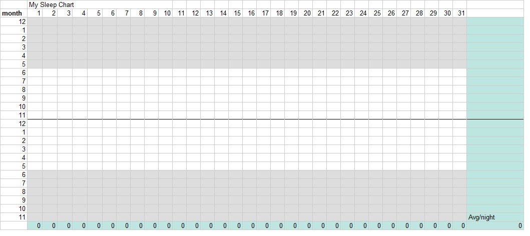 Daily Sleep Chart Excel Template ~ Template Sample