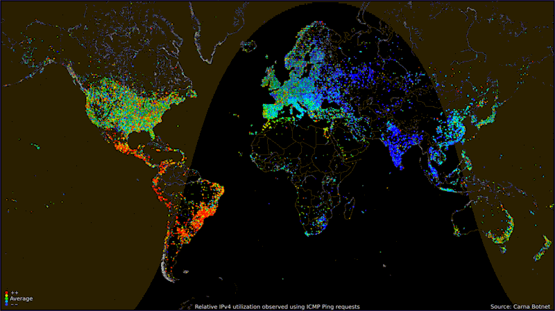 40 Maps That Will Help You Make Sense of the World - Global Internet Usage Based on Time of Day