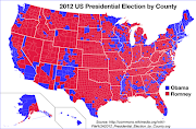 . reasonably balanced, blue v. red, the map below appears much more red.