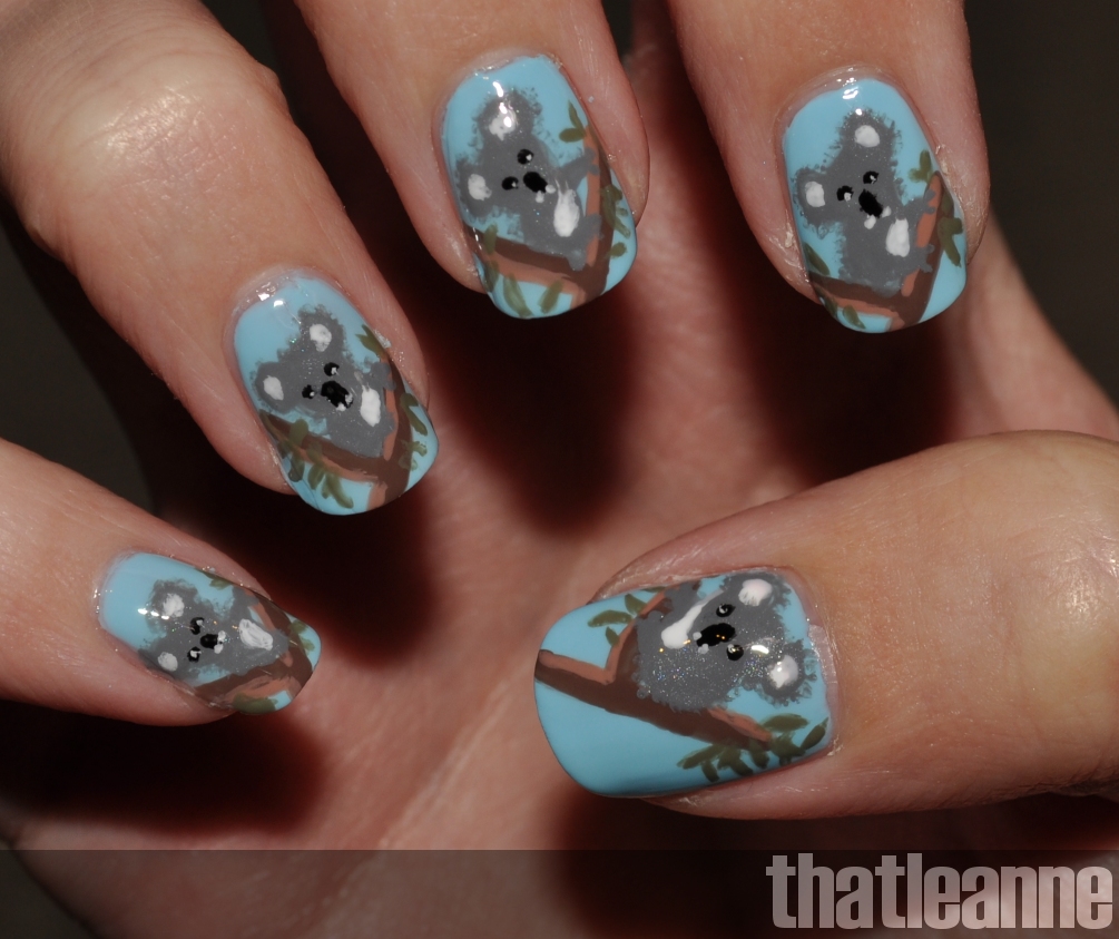 thatleanne Cute Koala Nail Art and a kangaroo in my yard?!