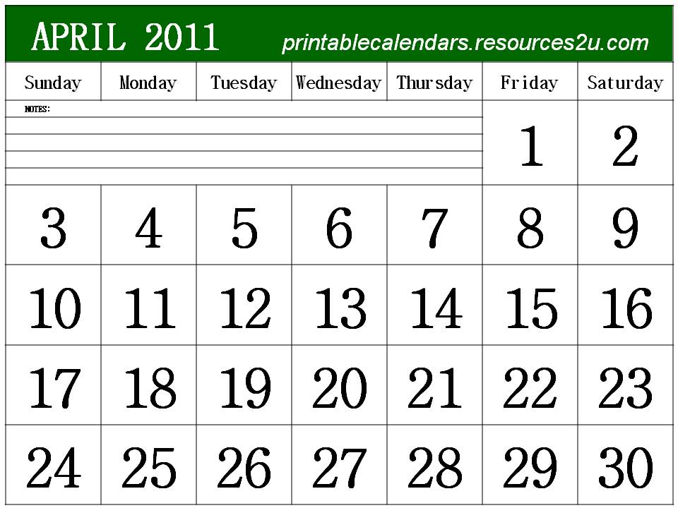 April+month+2011+calendar