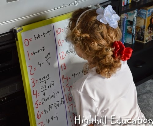 Highhill Homeschool: Making Numbers - Four 4's - Math with a Thinking