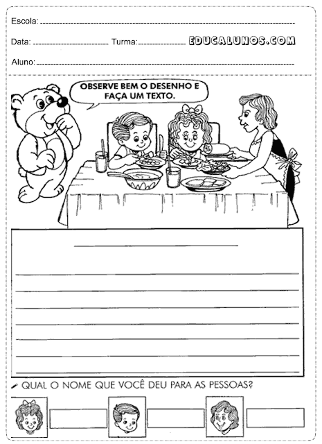Observe o desenho e faça um texto
