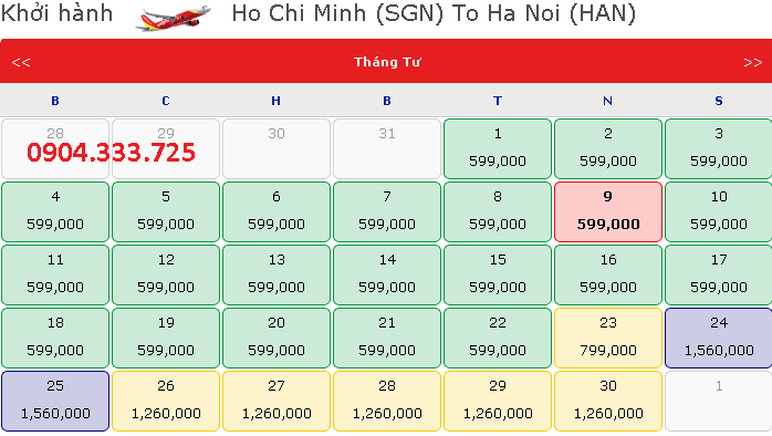 Vé máy bay giá rẻ đi Hà Hội, 599. 000vnđ