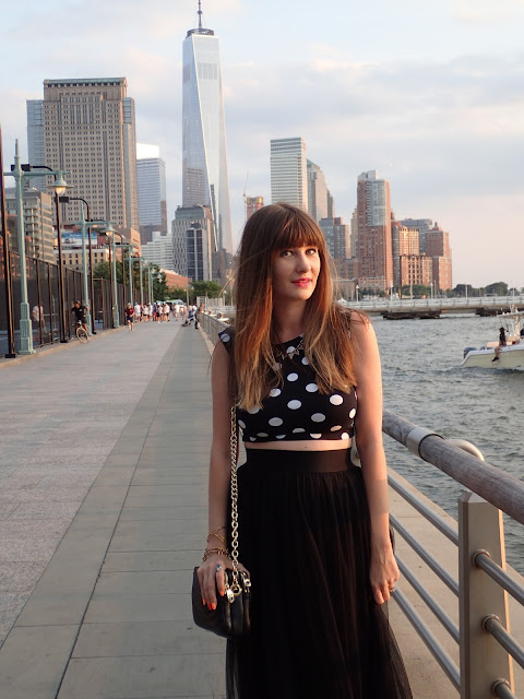 NY Fashion Blogs House Of Jeffers wearing a tulle skirt from Boohoo, Forever 21 crop top and a Henri Bendel Bag