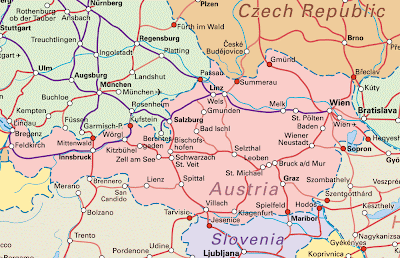 Mappa di Austria Regione provincia immagini