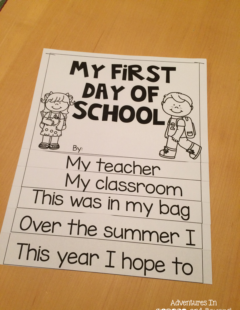 Adventures in Kinder and Beyond First Days of School Book