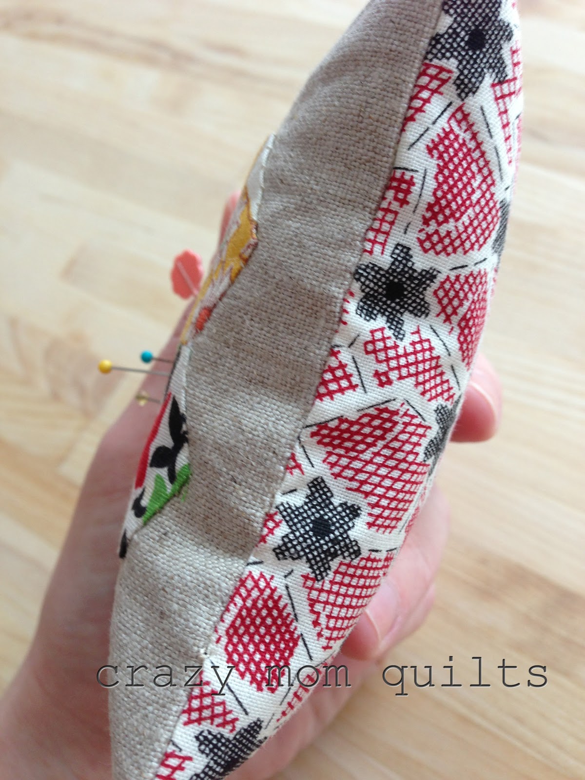 crazy mom quilts hexagon pin cushion