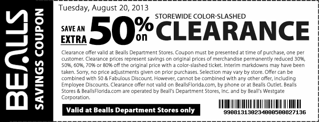 Bealls discount coupons